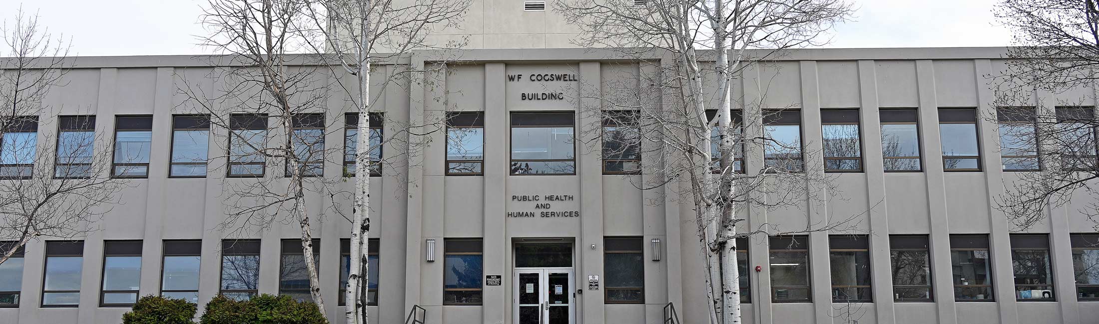 WF Cogswell Building exterior with trees