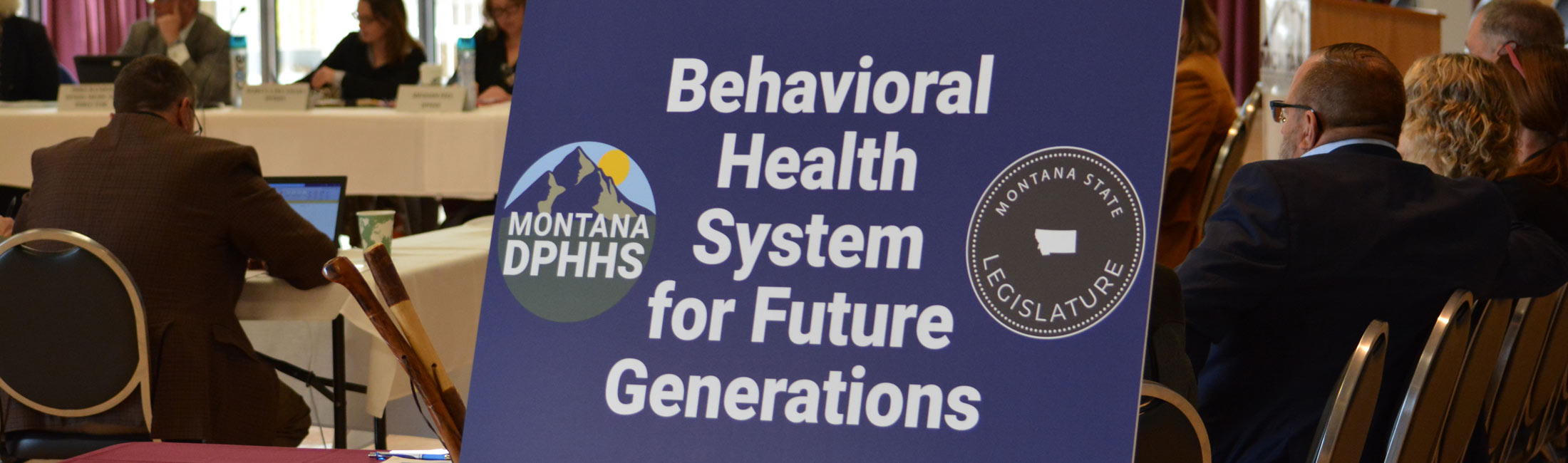 A sign at a meeting for Behavioral Health System for Future Generations