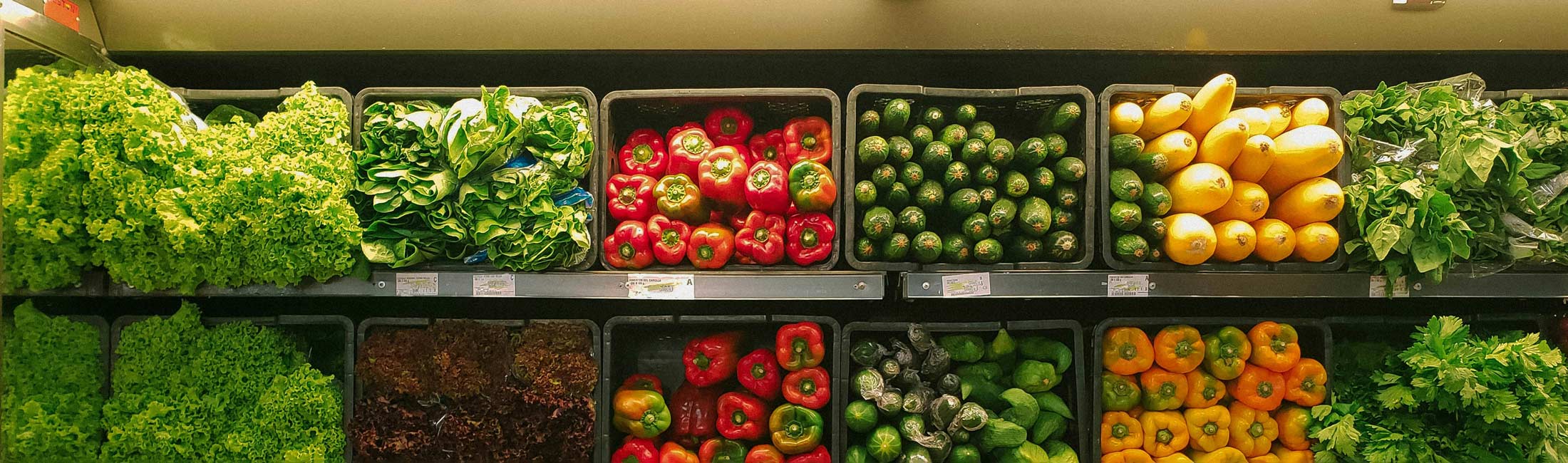 wall of grocery produce 