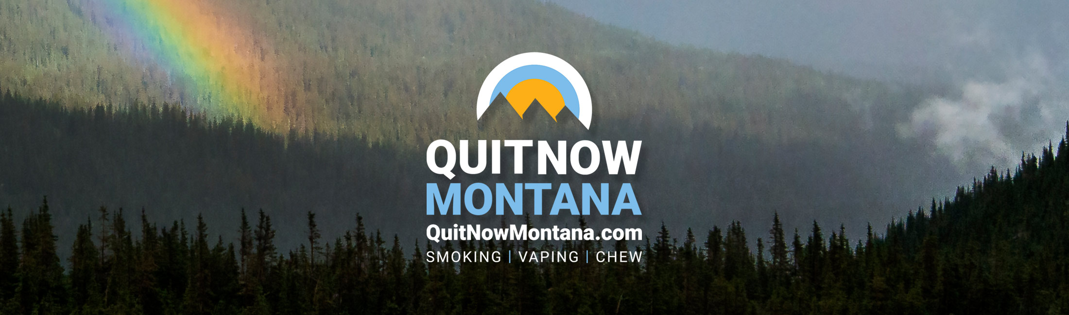 Quit Now Montana logo with rainbow and trees in background