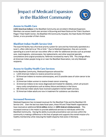 Impact of Medicaid Expansion - Blackfeet Nation