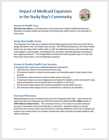 Impact of Medicaid Expansion - Chippewa Cree
