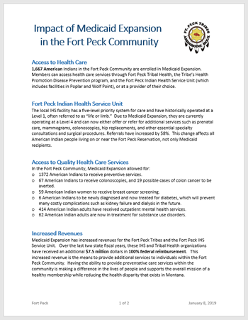 Impact of Medicaid Expansion - Fort Peck