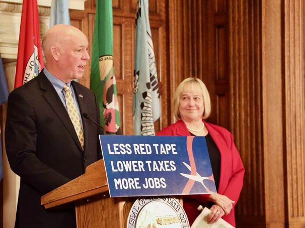 Gov. Gianforte and Lt. Gov. Juras addressing the work of the Red Tape Relief Task Force