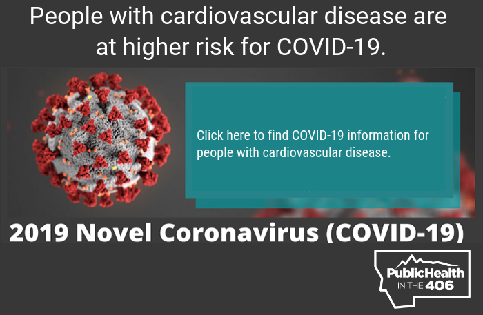 Coronavirus Graphic linked to website with information for people with cardiovascular disease who are at higher risk for COVID-19.