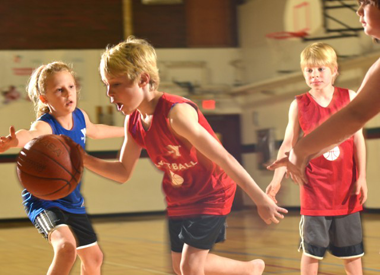 Kids playing basketball